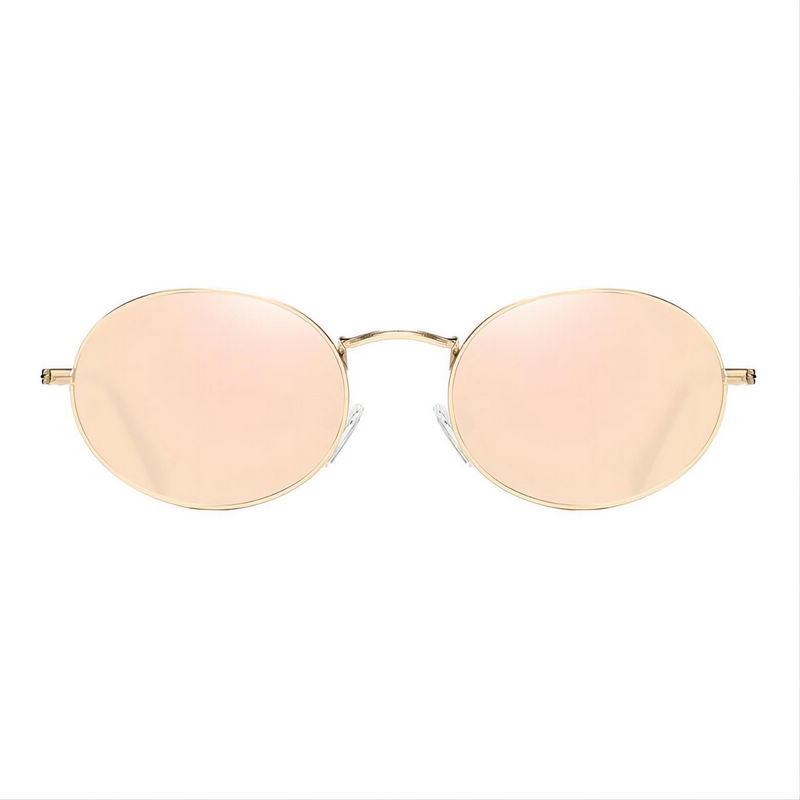 Classic Oval-Shaped Polarized Sunglasses Gold-Tone Metal Rim