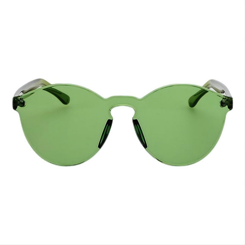 Classic Round Crystal Green Sunglasses Translucent Anti-UV Lens