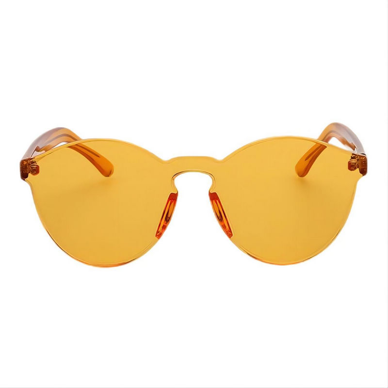 Classic Round Crystal Orange Sunglasses Translucent Anti-UV Lens