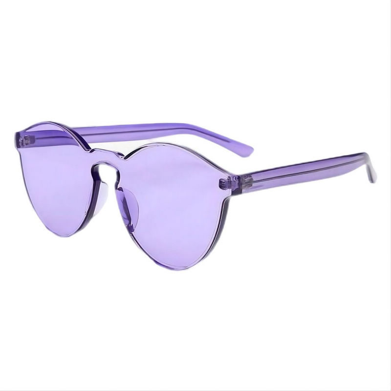Classic Round Crystal Purple Sunglasses Transparent Anti-UV Lens