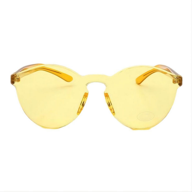 Classic Round Crystal Yellow Sunglasses Translucent Anti-UV Lens