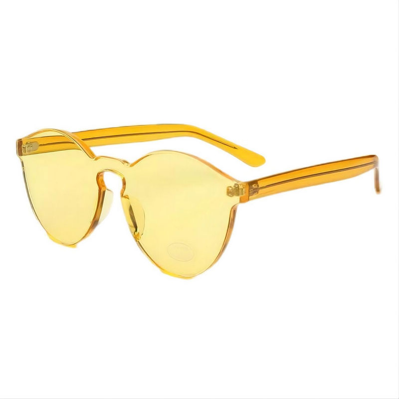 Classic Round Crystal Yellow Sunglasses Transparent Anti-UV Lens