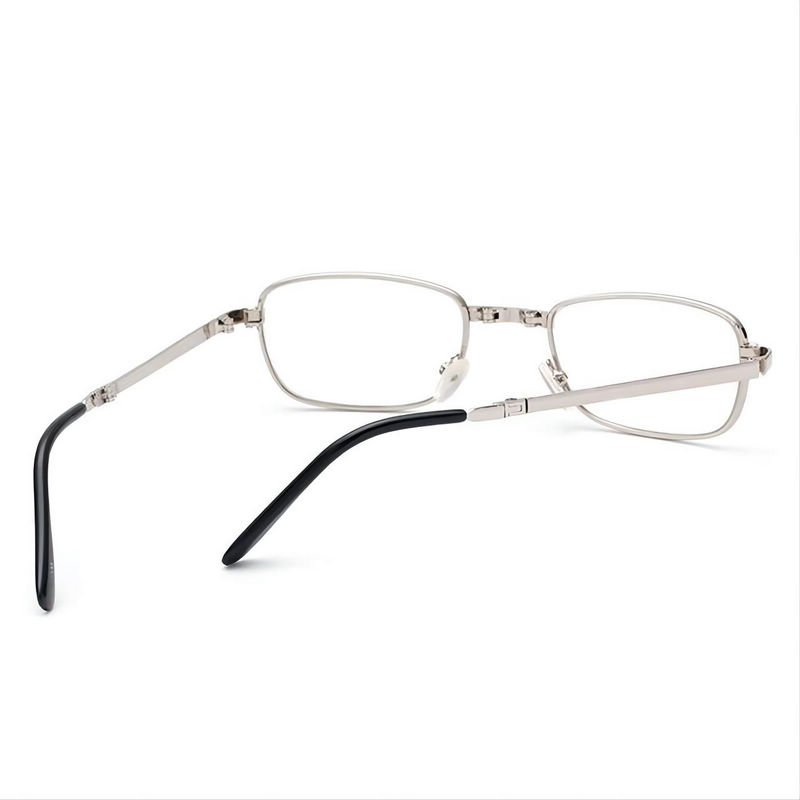 Compact Folding Reading Glasses Silver-Tone Frame Clear Glass