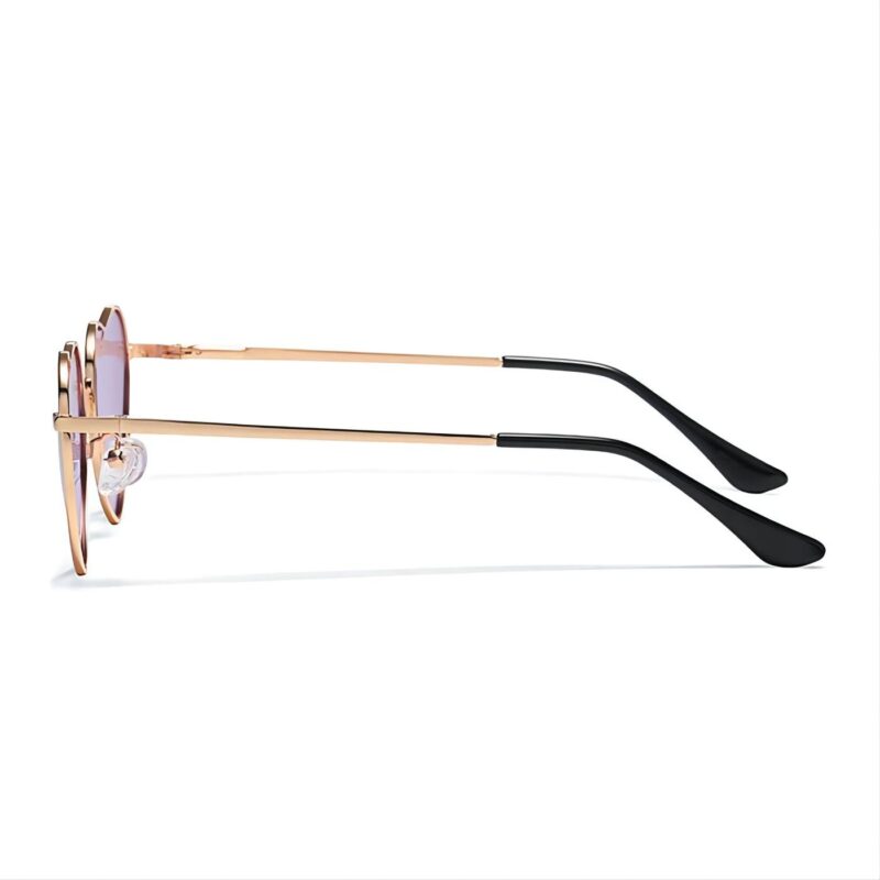 Cute Polarized Heart-Shaped Sunglasses Gold Metal Frame Purple Lens