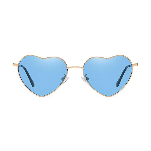 Cute Polarized Heart-Shaped Sunglasses Gold-Tone Metal/Blue