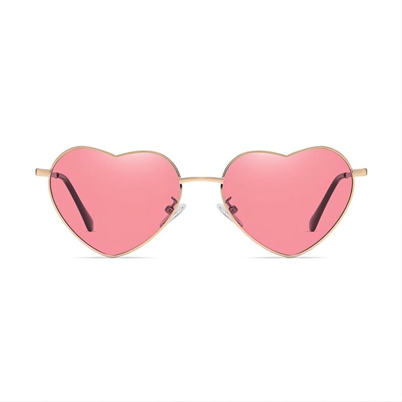 Cute Polarized Heart-Shaped Sunglasses Gold-Tone/Pink