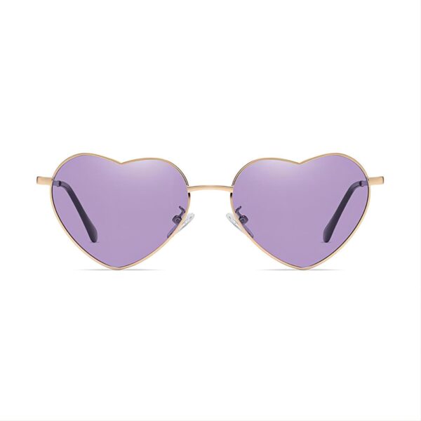 Cute Polarized Heart-Shaped Sunglasses Gold-Tone/Purple