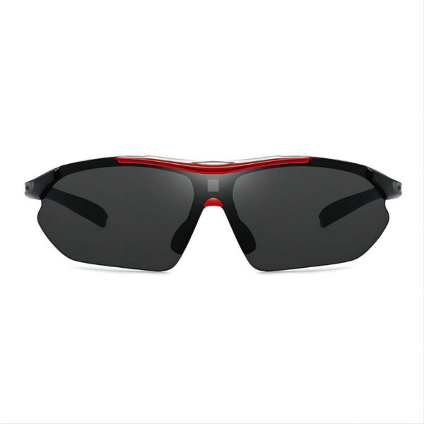 Cycling Sport Sunglasses Half-Rim Wrap Around Vented Frame Red Frame/Grey Lens