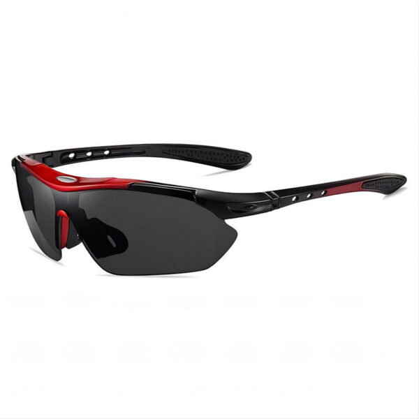 Cycling Sport Sunglasses Half-Rim Wrap Around Vented Frame Red/Grey