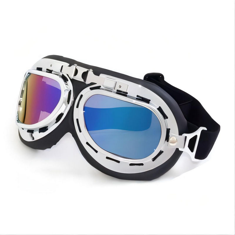 Dust-Proof Adjustable Motorcycle Riding Goggles Padded Frame Blue Lens
