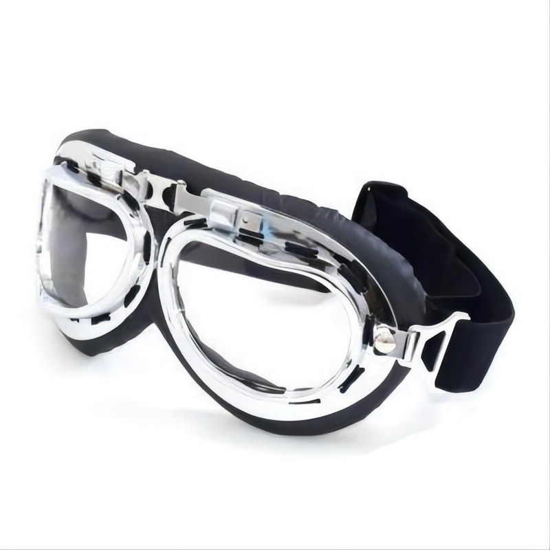 Dust-Proof Adjustable Motorcycle Riding Goggles Padded Frame Silver-Tone