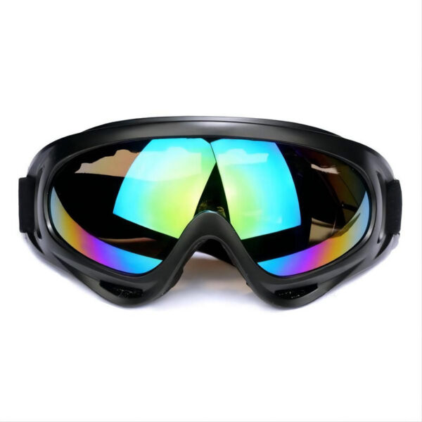 Dust-Proof Padded Motorcycle Goggles Black Frame Mirror Blue Lens