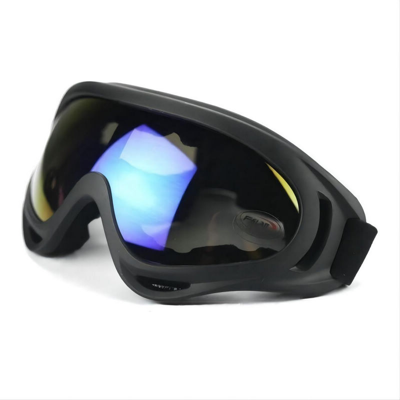 Dust-Proof Padded Motorcycle Goggles Black/Mirror Blue