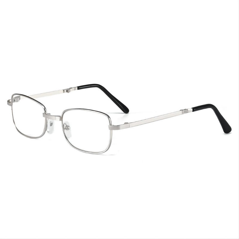 Folding Compact Reading Glasses Silver-Tone Metallic Frame