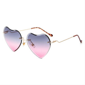 Frameless Heart-Shaped Sunglasses Gold-Tone Metal Stepped Arms