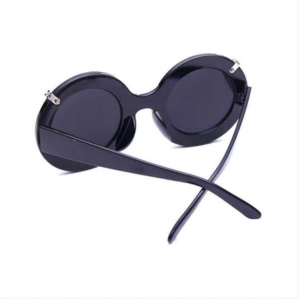 Funny Round Shade Flip-Up Sunglasses Black Acetate/Grey