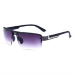Gradient Grey Lens Mens Semi-Rimless Sport Sunglasses