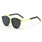 Green Lacquered Round Sunglasses Black Acetate Frame