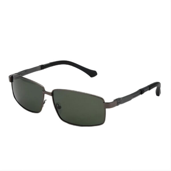 HD-Polarized Rectangle Men's Sunglasses Metal Frame Green Lens