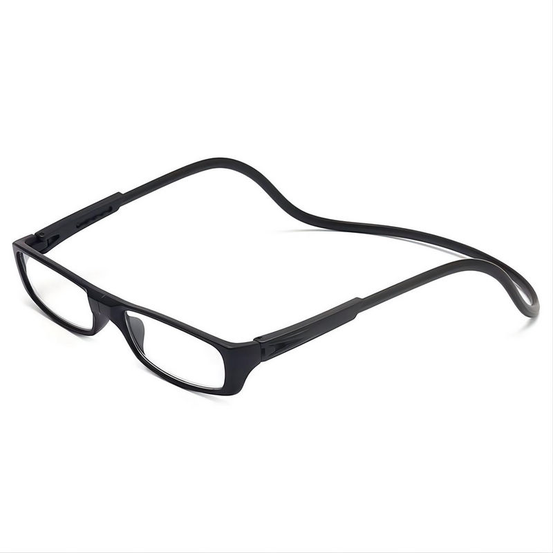 Long Adjustable Front Connect Magnetic Reading Glasses Black/Clear