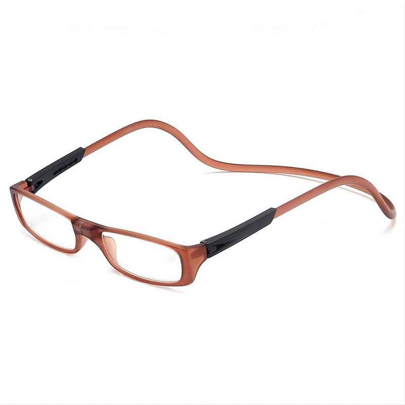 Long Adjustable Front Connect Magnetic Reading Glasses Brown