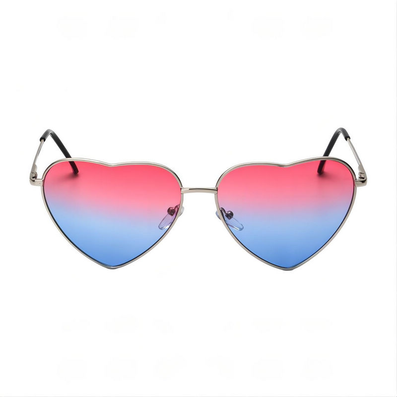Love Heart Shaped Sunglasses Silver/Gradient Red Blue