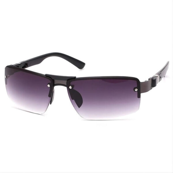 Men's Frameless Sunglasses Acetate Arms Black Frame Gradient Grey Lens