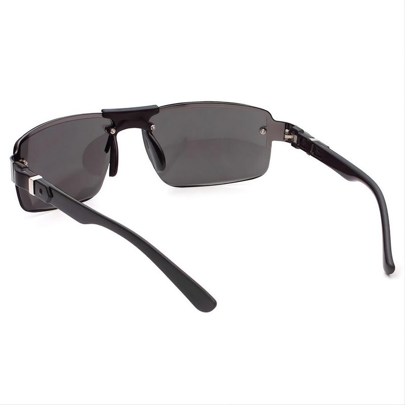 Men's Frameless Sunglasses Acetate Arms Black Frame