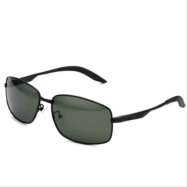 Men's Polarized Driving Sunglasses Black Metal Frame Green Lens