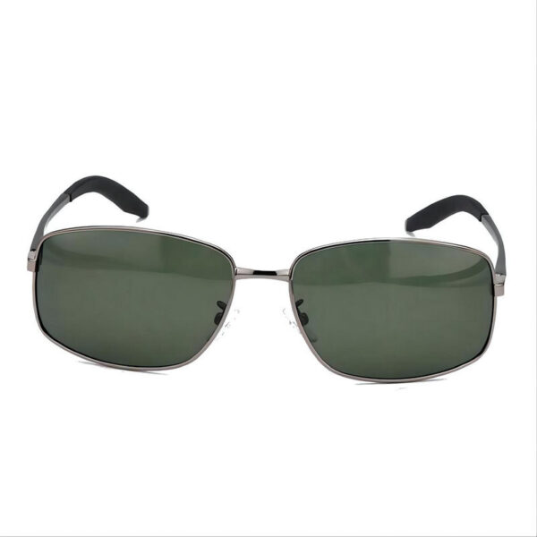 Men's Polarized Driving Sunglasses Gun Grey Metal Frame Green Lens