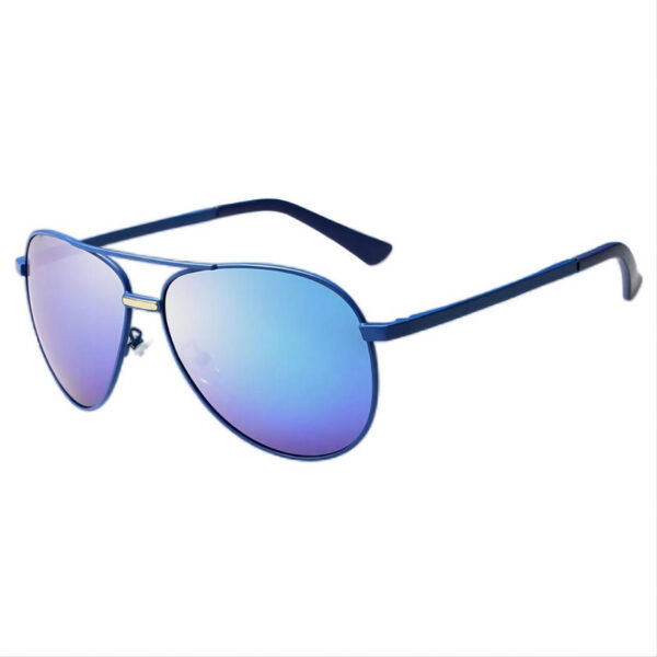 Metal Pilot Sunglasses Blue Frame Polarized Blue Lens