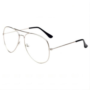 Metal Slim-Frame Pilot Plain Glasses Clear Lens