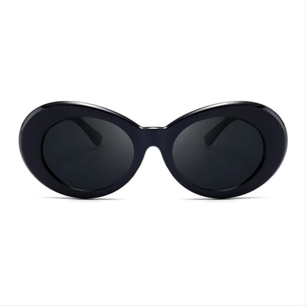 Mod-Inspired Oval-Frame Acetate Sunglasses Polished Black