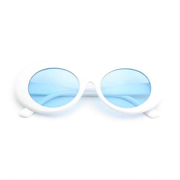 Mod-Inspired Oval-Frame Acetate Sunglasses Transparant Blue Lens
