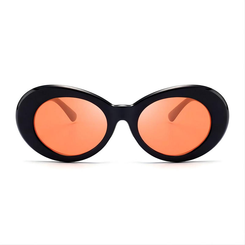 Mod-Inspired Oval-Frame Acetate Sunglasses Transparent Red