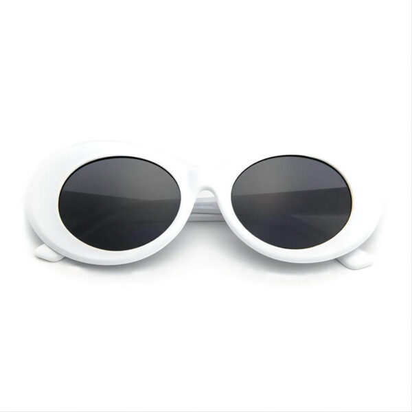 Mod-Inspired Oval-Frame Acetate Sunglasses White