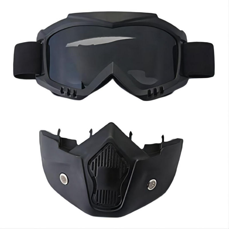 Motocross Riding Helmet Goggles Removable Mask Black/Grey