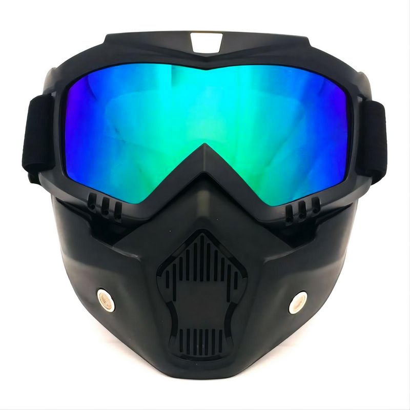 Motorcycle Shield Helmet Goggles Removable Mask Black/Colorful
