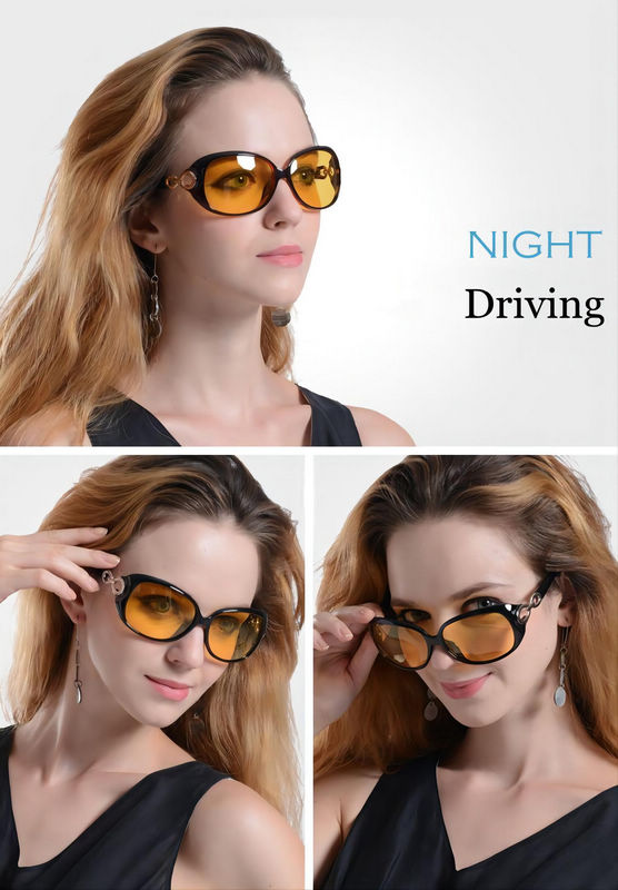 Night Vision Driving Glasses Wrap Frame Polarized Yellow Lens Model