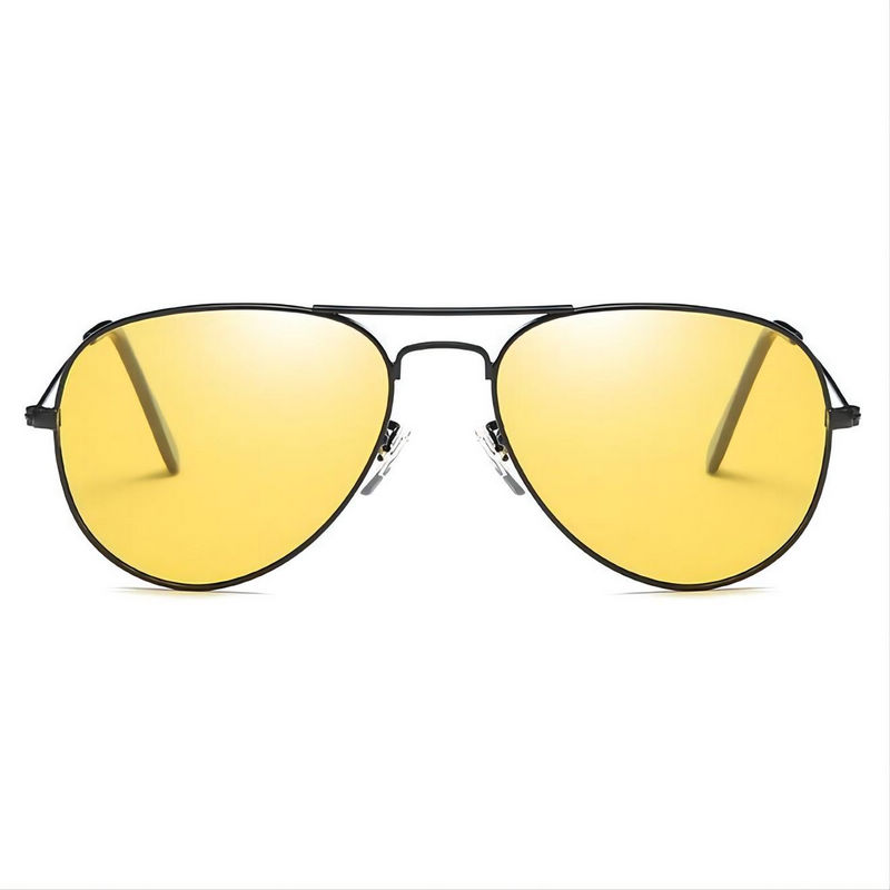Photochromic Polarized Day&Night Pilot Glasses Metal Frame Black/Yellow