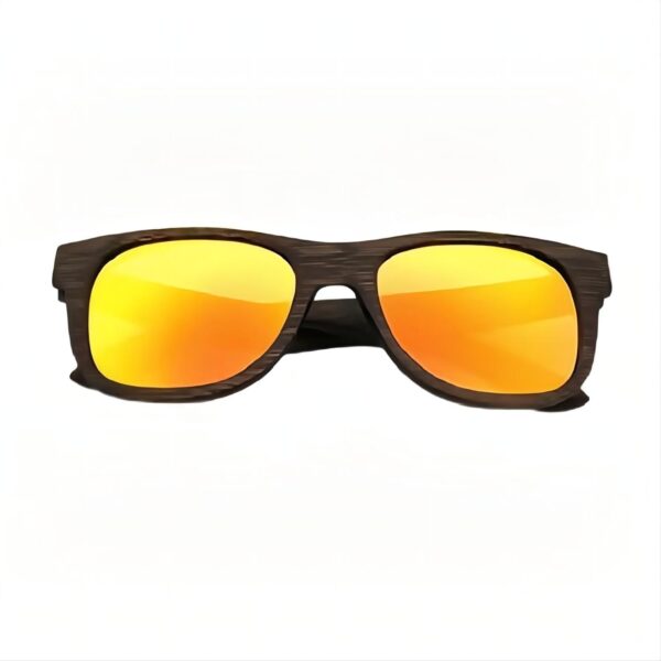 Polarized Bamboo Wood Sunglasses Square Frame Orange Lens