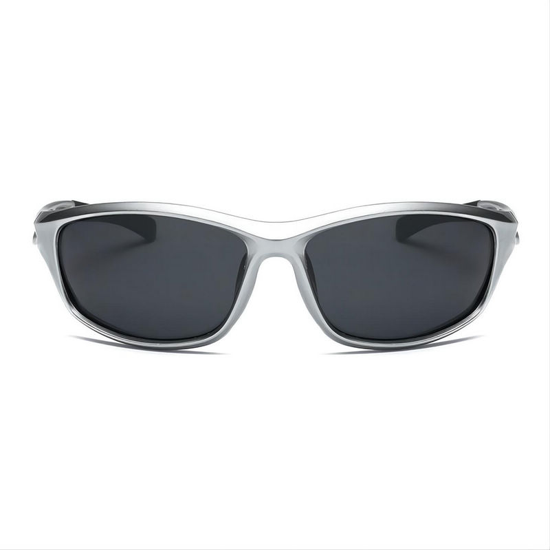 Polarized Cycling & Fishing Sports Sunglasses Wrap Frame Silver/Gray