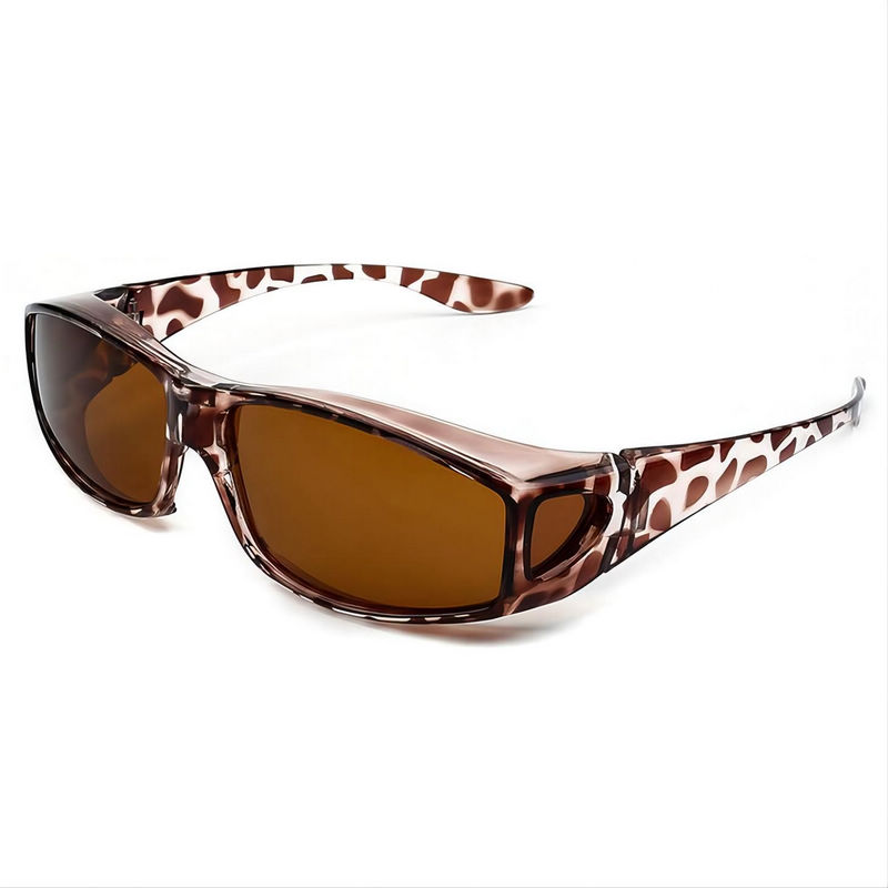 Polarized Fit Over Fishing Sunglasses Wear Over Glasses Leopard/Brown