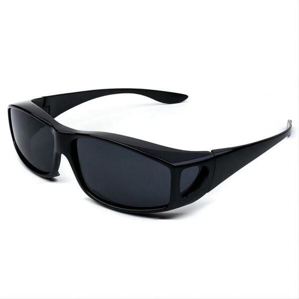 Polarized Fit Over Fishing Sunglasses Wear Over Glasses Polished Black