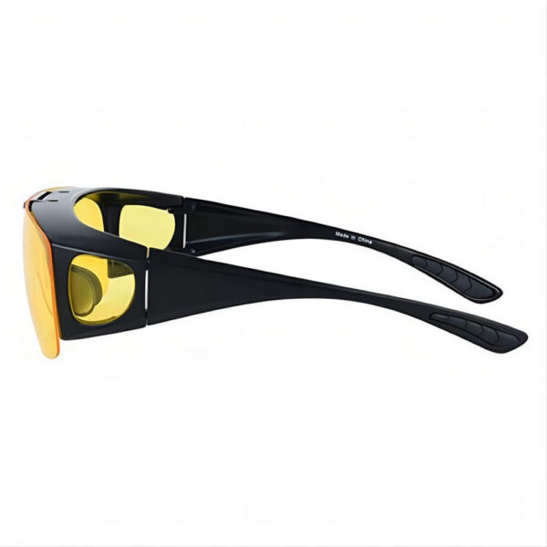 Polarized Flip-Up Fitover Night Driving Glasses Wrap Frame Yellow Lens