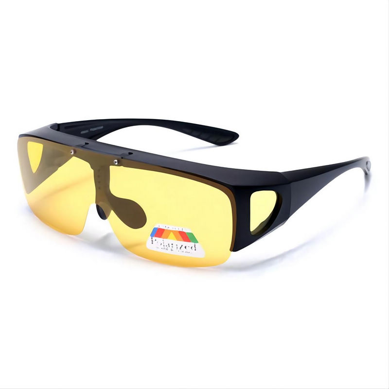 Polarized Flip-Up Fitover Night Driving Glasses Wrap Frame Yellow
