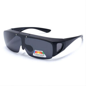 Polarized Flip-Up Fitover Sunglasses Wrap-Around Frame Black/Grey