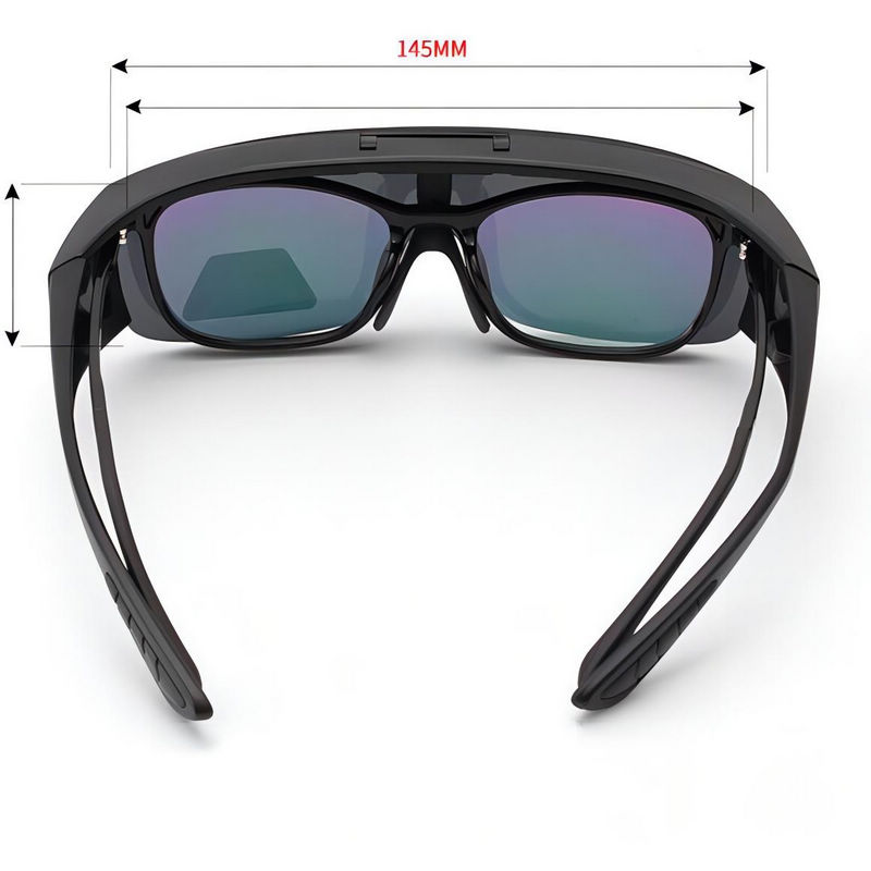 Polarized Flip-Up Fitover Sunglasses Wrap-Around Frame Black/Grey Lens