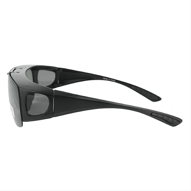 Polarized Flip-Up Fitover Sunglasses Wrap-Around Frame Grey Lens