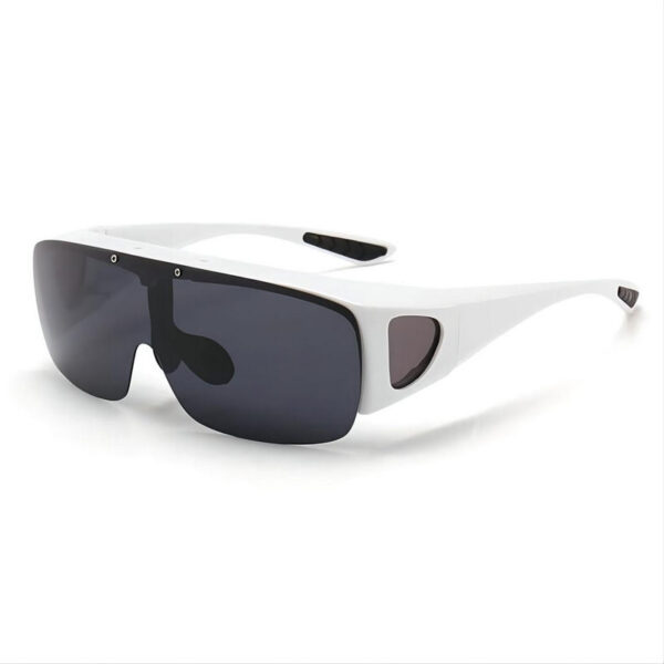 Polarized Flip-Up Fitover Sunglasses Wrap-Around Frame White/Grey